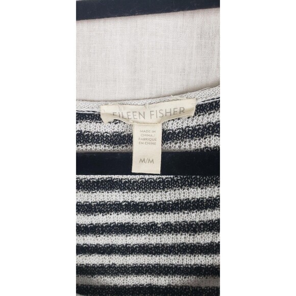 Eileen Fisher Sweater Womens Medium Stripe Organic Linen Tank Top Knit Pullover - Picture 3 of 7
